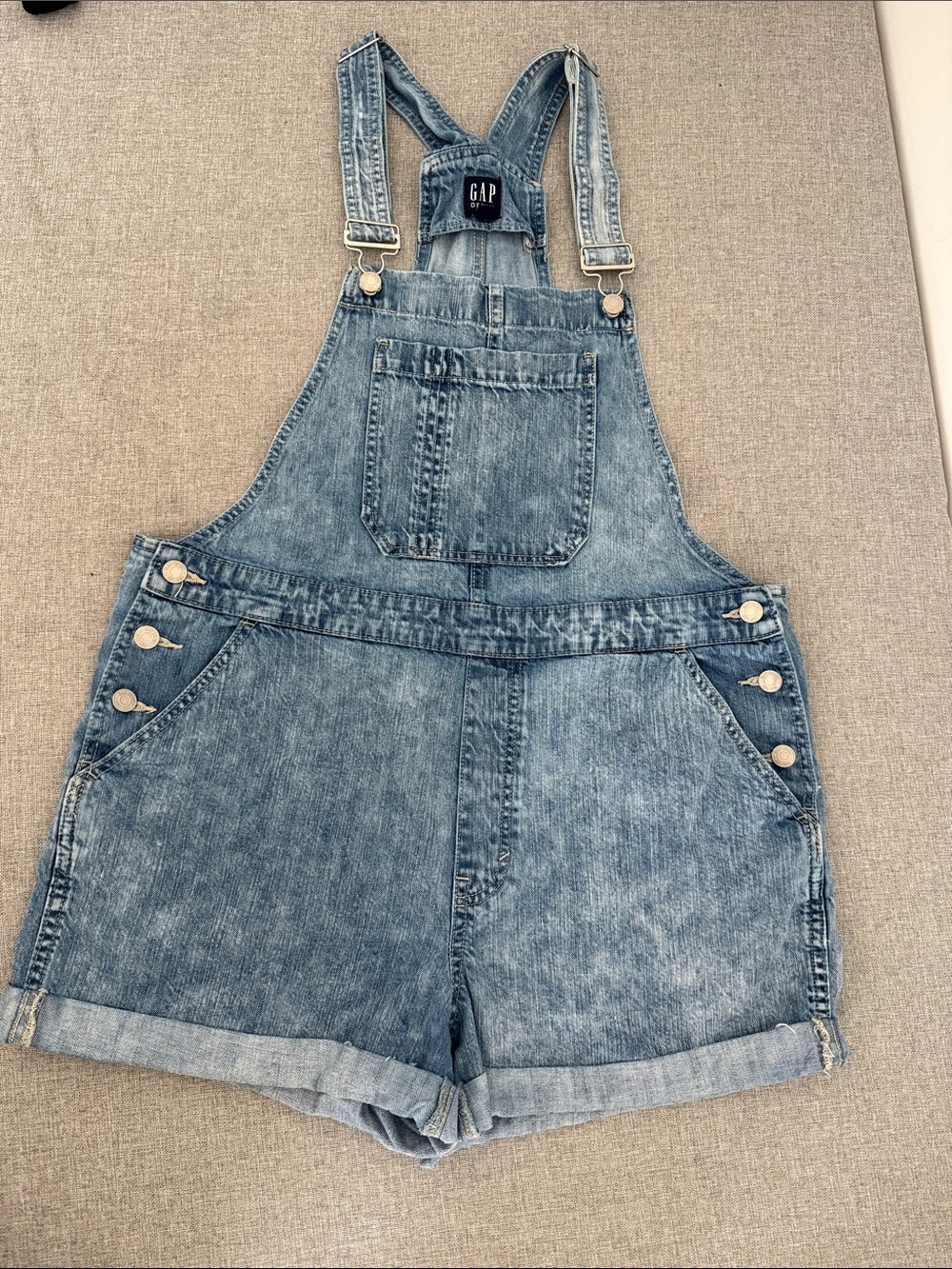 GAP Light Blue Denim Overall Shorts